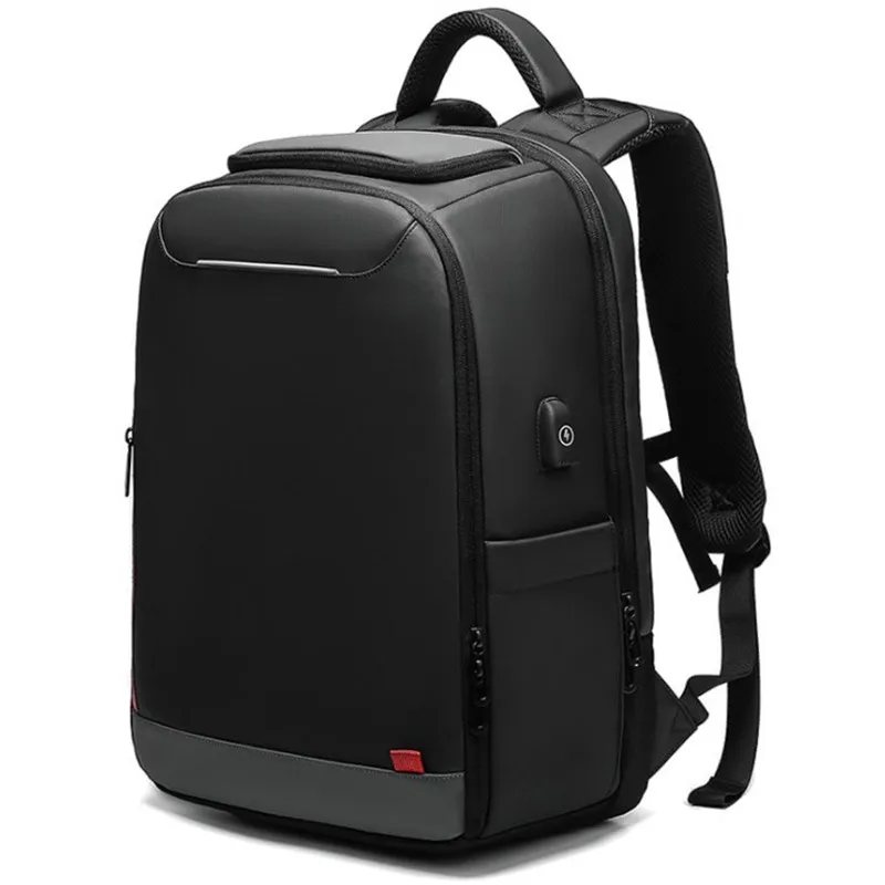 Мужской повседневный рабочий рюкзак с зарядкой через usb, большая сумка для путешествий, водонепроницаемая сумка для путешествий, 15,6 дюймов, рюкзак для ноутбука, школьная сумка для багажа - Цвет: Черный