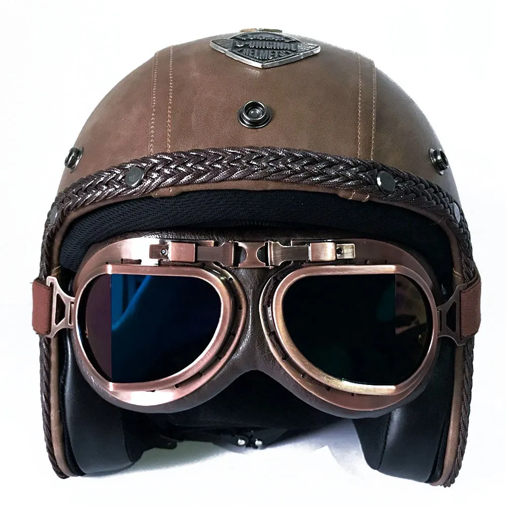 Retro Sepeda Motor Helm Full Face Moto Motocross Helm Open Face Vintage Sepeda Motor Ktm Balap Skuter Pilot Helikopter Helmet For Retro Motorcycle Helmetshelmet Open Aliexpress