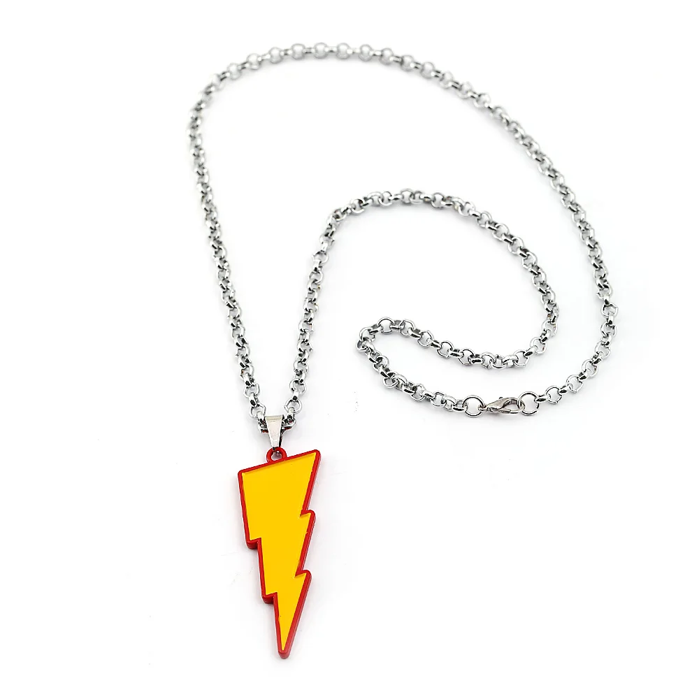 Shazam Keychain Necklace Metal Alloy Billy Batson Link Chain Keyring Pendant Men Key Chain Movie Jewelry