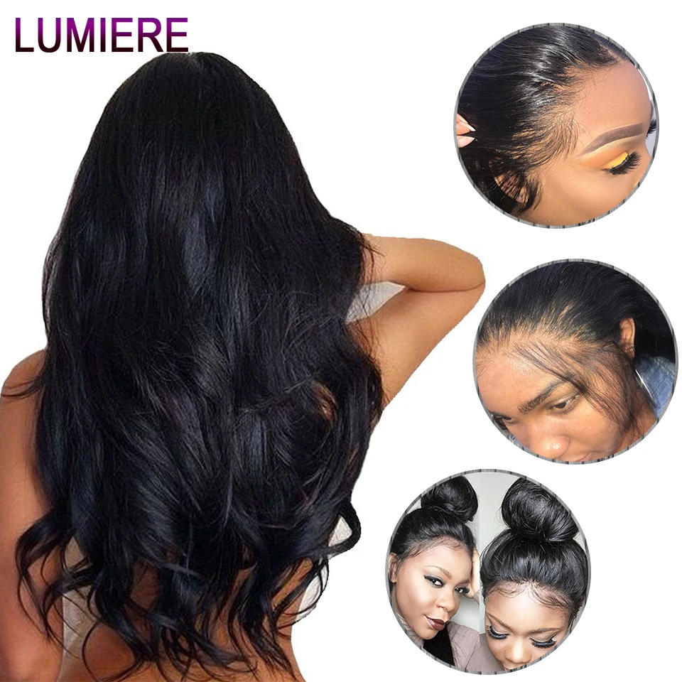 

Lumiere Hair Brazilian 360 Lace Frontal Wig Pre Plucked With Baby Hair Body Wave Remy Human Hair Wigs For Women Natural Black