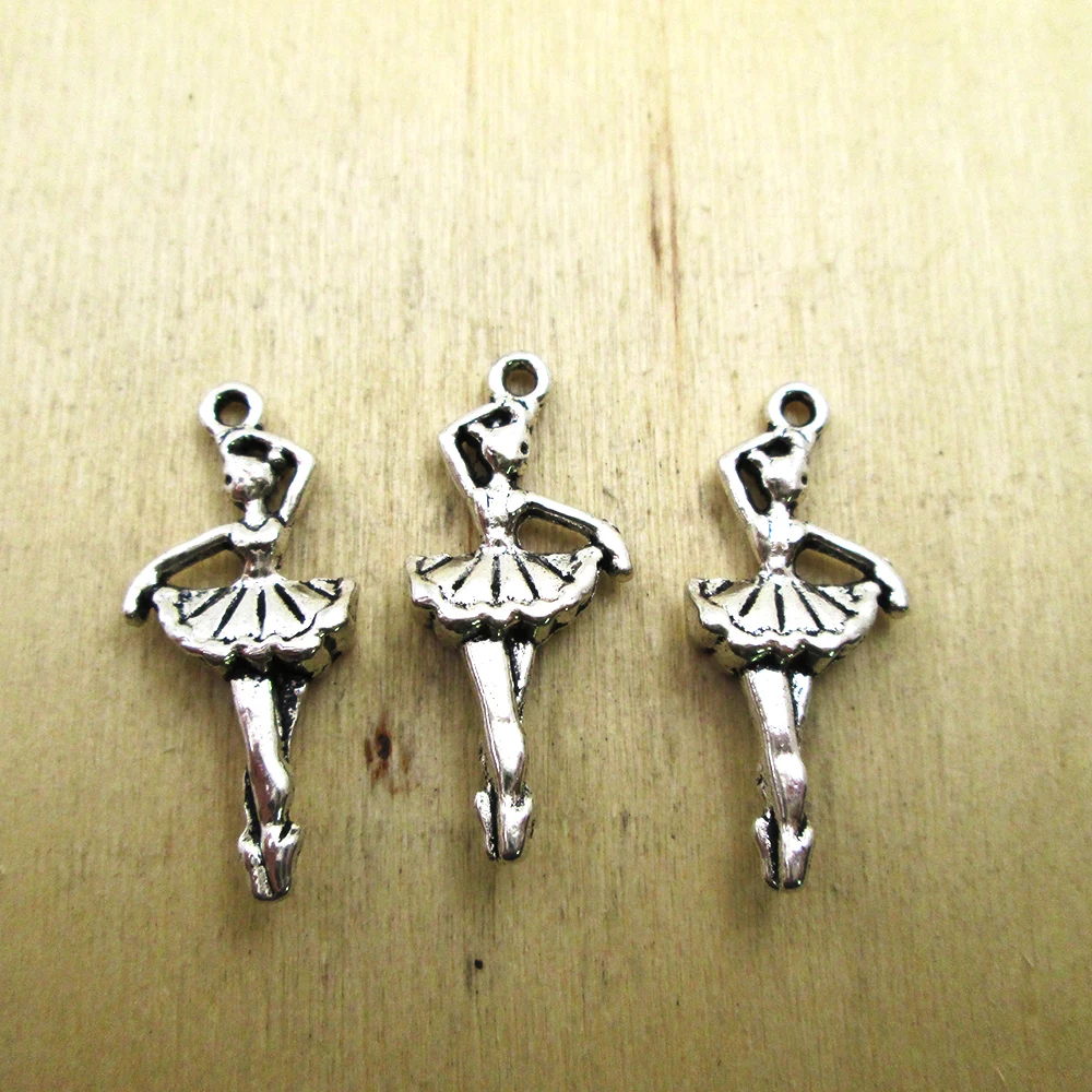

15pcs--33x29mm Ballerina Charms Ballet Dancing Girl Charm Pendants DIY necklace/ bracelets charms antique silver tone