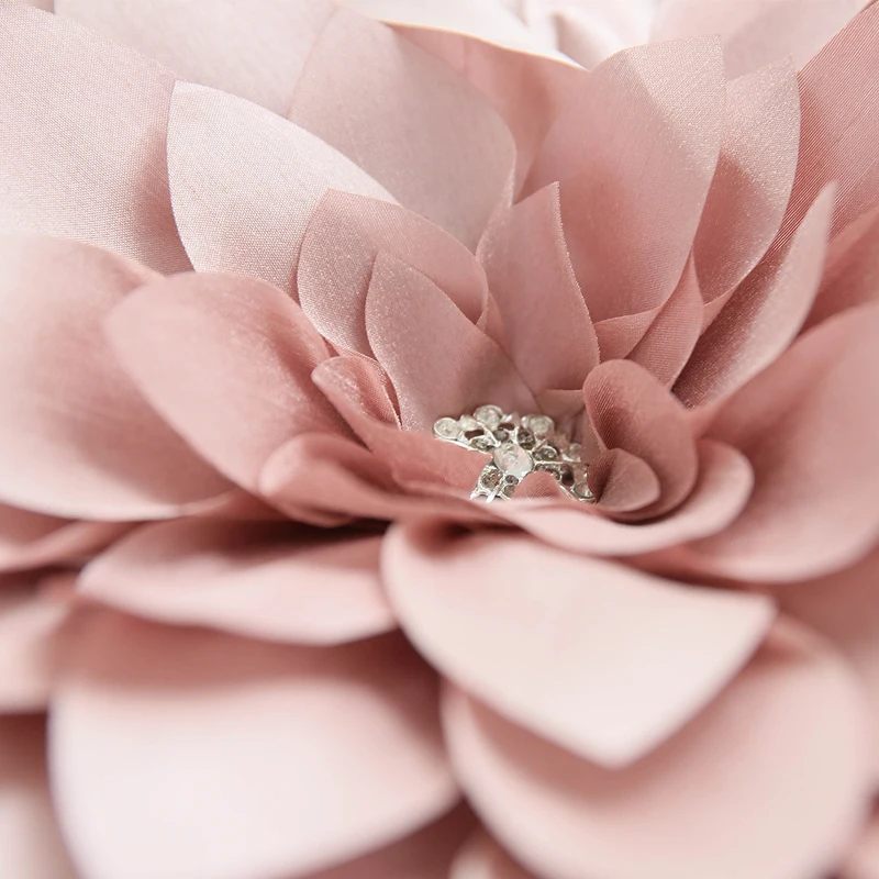 3D Ручная работа алмазная круглая подушка, домашний декор белый цвет слоновой кости Розовый Цветы Чехол для подушки 35x35 см с наполнением