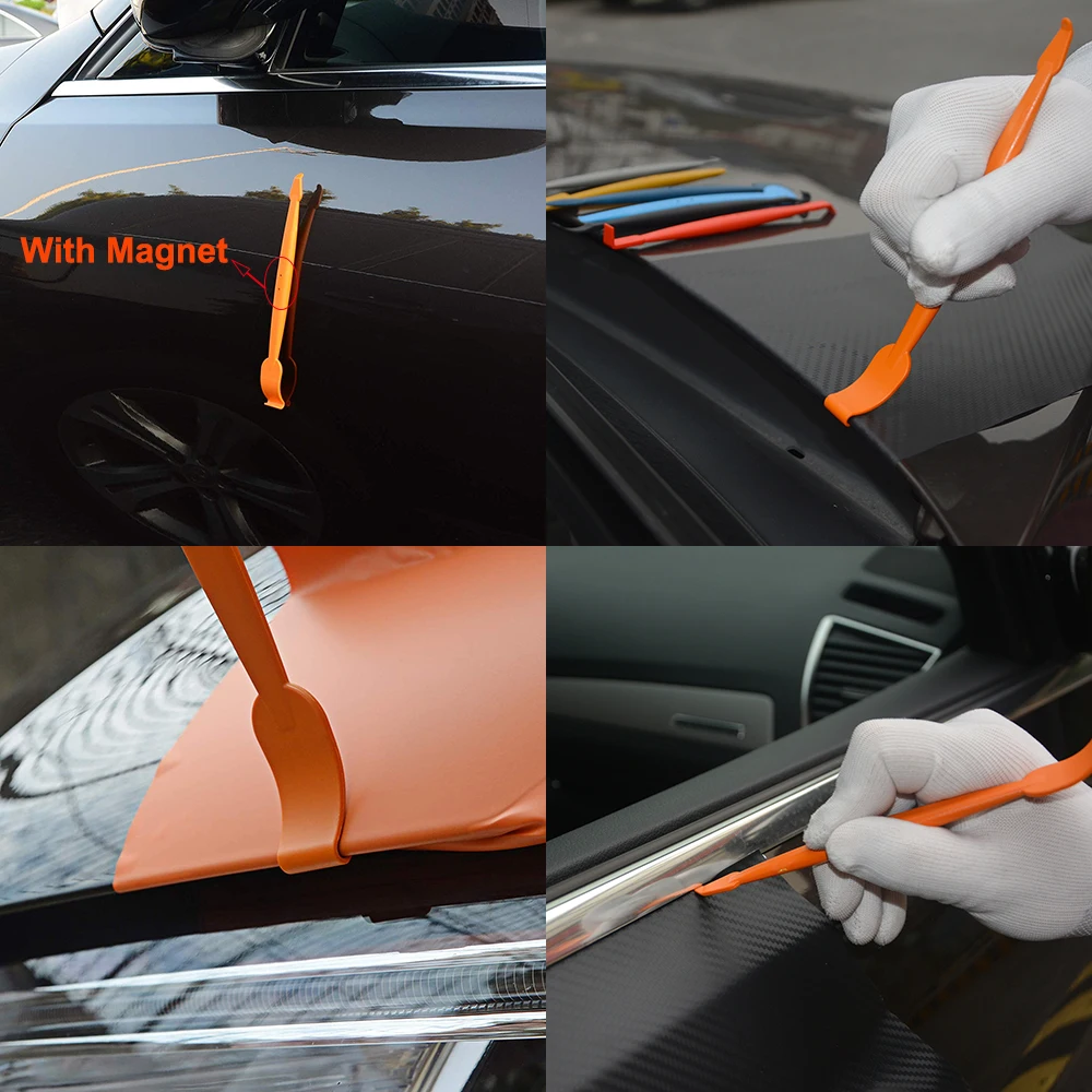 FOSHIO Vinyl Car Wrap Magnetic Stick Squeegee Scraper Sticker Cutter Knife Tools Kit Carbon Fiber Film Car Wrapping Accessories