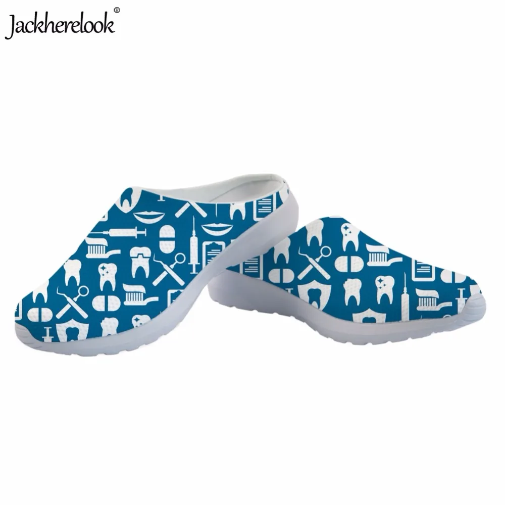 

Jackherelook Blue Women's Summer Beach Sandals Cartoon Dental/Dentist Service Pattern Lady Slippers Comfortable Slip On Sandals