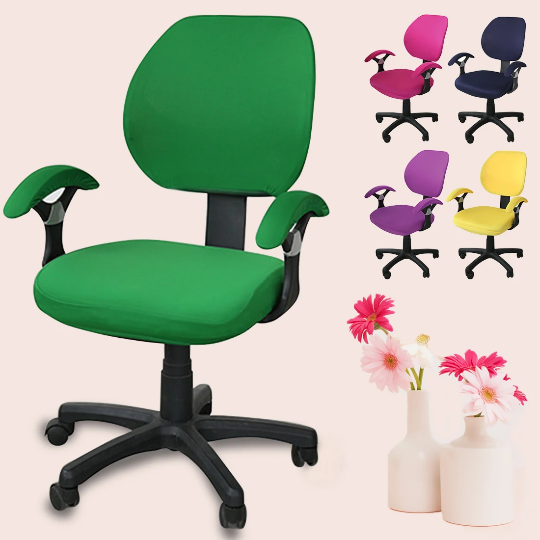 Office Chair Covers Spandex Computer Chair Armrest Cover Flower Printed