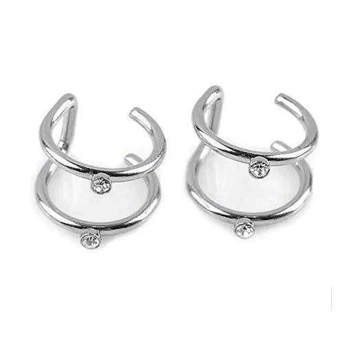 

Stainless Steel Fake Piercing 2 Row Helix Cartilage Cuff Wrap Earring Clip On