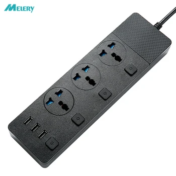 

USB Power Strip 3 AC Universal Plug Socket with Outlets Switch 2m Extension Cord PC Explosion Proof Travel Adaptor