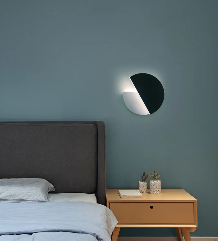 WECUS) скандинавский креативный минималистичный черный/белый светодиодный светильник, настенный светильник для спальни