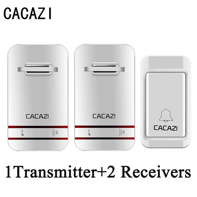 CACAZI автономный водостойкий беспроводной дверной звонок светодиодный свет без батареи Домашний Беспроводной звонок США ЕС Великобритания штекер 1 Кнопка 1 2 3 приемник - Цвет: White 1x2