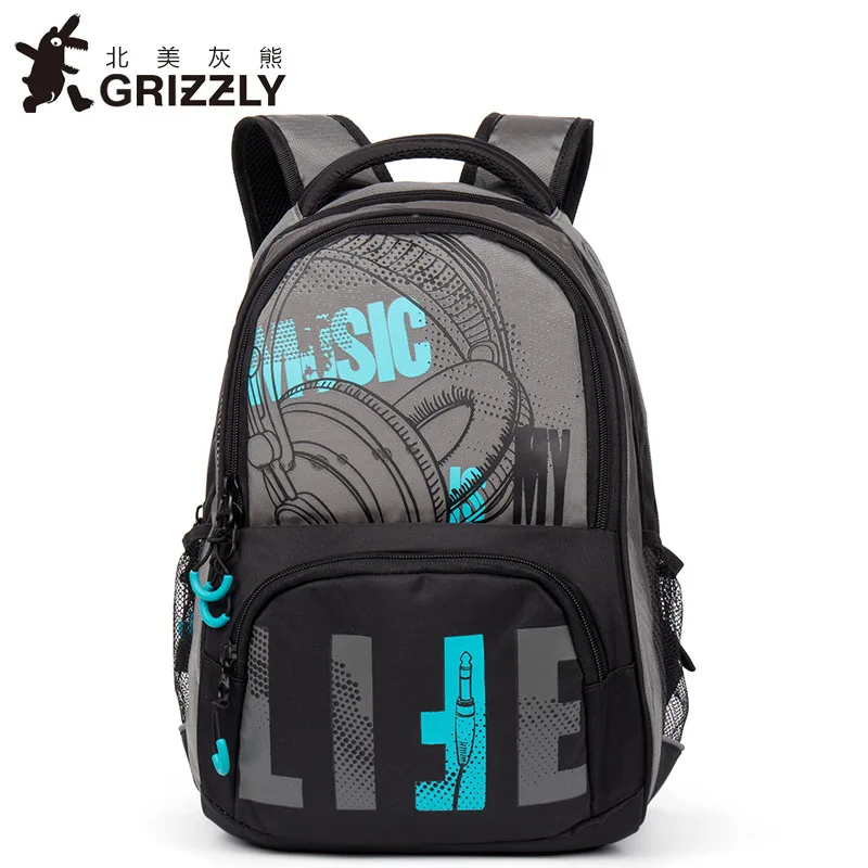 

GRIZZLY Men Backpack Casual Mochilas for Teenager Boys School Bags Multifunction Nylon Waterproof Large Capacity Travel Bags
