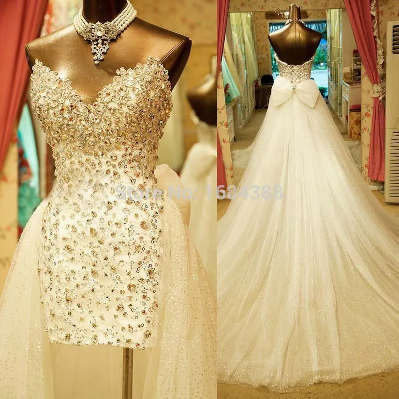 short bling wedding dresses