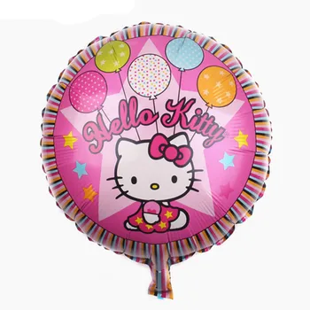 

KUWANLE 50pcs/lot 18inch Round Hello Kitty Balloon Cartoon Aluminium Foil Helium Balloons KT Party Supplies Decorations Globos