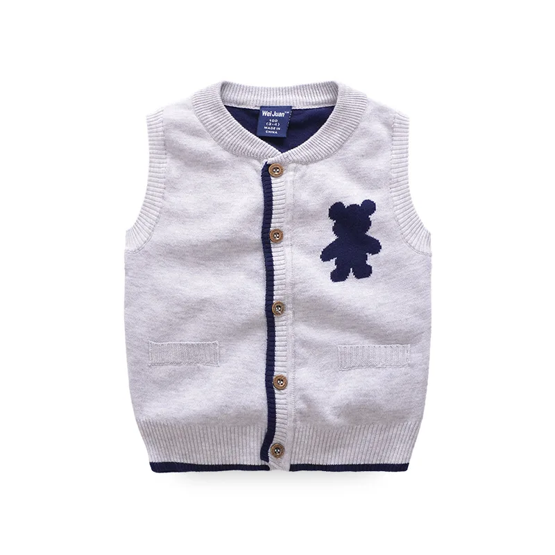 Us 12 52 30 Off Cartoon Bear Baby Boy Sweater Vest Cotton Crochet Sweater Knit Pattern Kids Vest Autumn O Neck Toddler Vest Coat Boys Clothing In