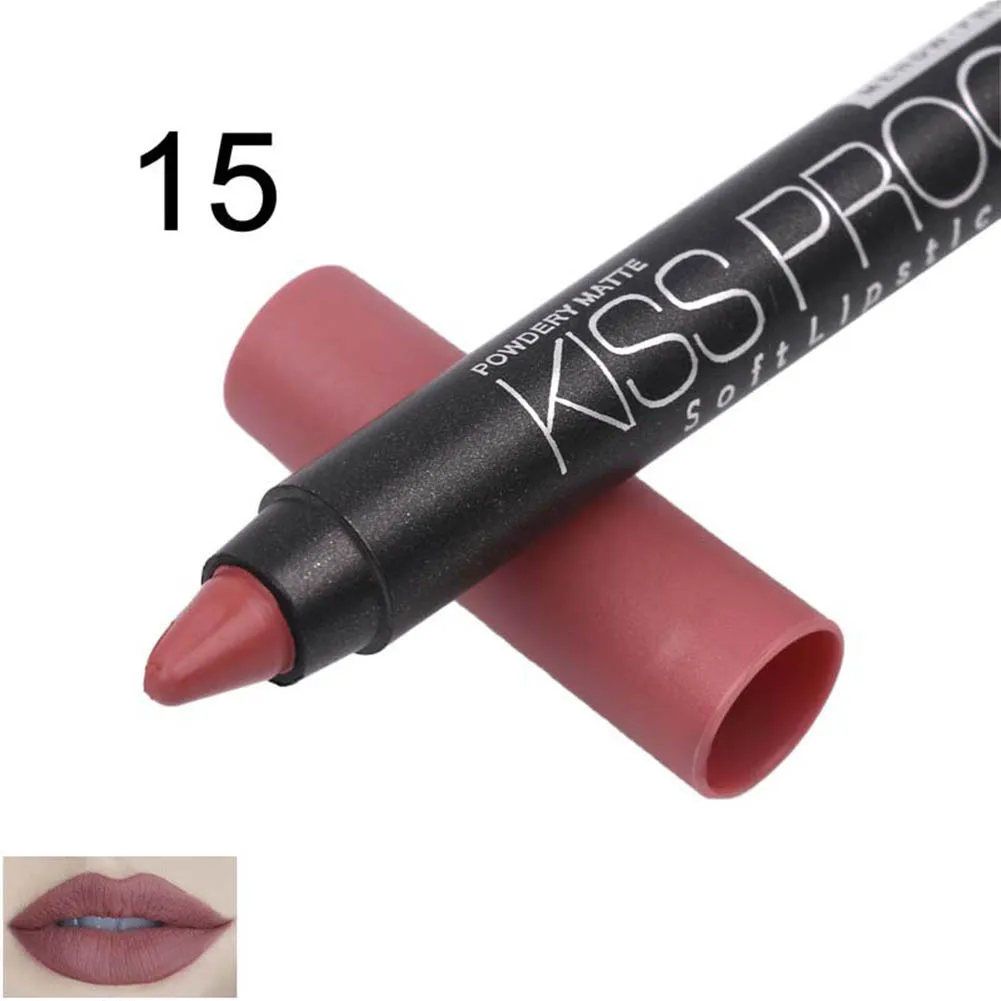 Matte Kissproof Lipstick Makeup Long Lasting Effect Powdery Matte Soft Lipsticks Cosmetic Tool - Color: Green