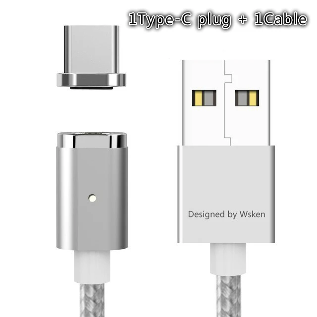 Wsken USB Магнитный зарядный кабель для iPhone Xs 8 7 6 6s Qc2.0 быстрое зарядное устройство провод Micro usb type C кабель для мобильного телефона samsung - Цвет: Type-C silver