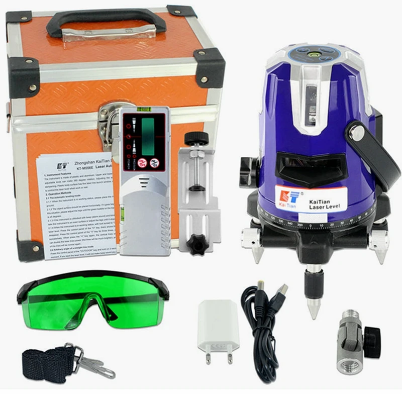 

KaiTian 5Lines 6 Points Laser Level Receiver Self-Leveling 360 Horizontal 532nm Vertical Cross Green Laser Beam Line Levels Tool