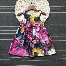 Импортные товары; детская одежда; Хлопковое платье с принтом для девочек; новое летнее платье