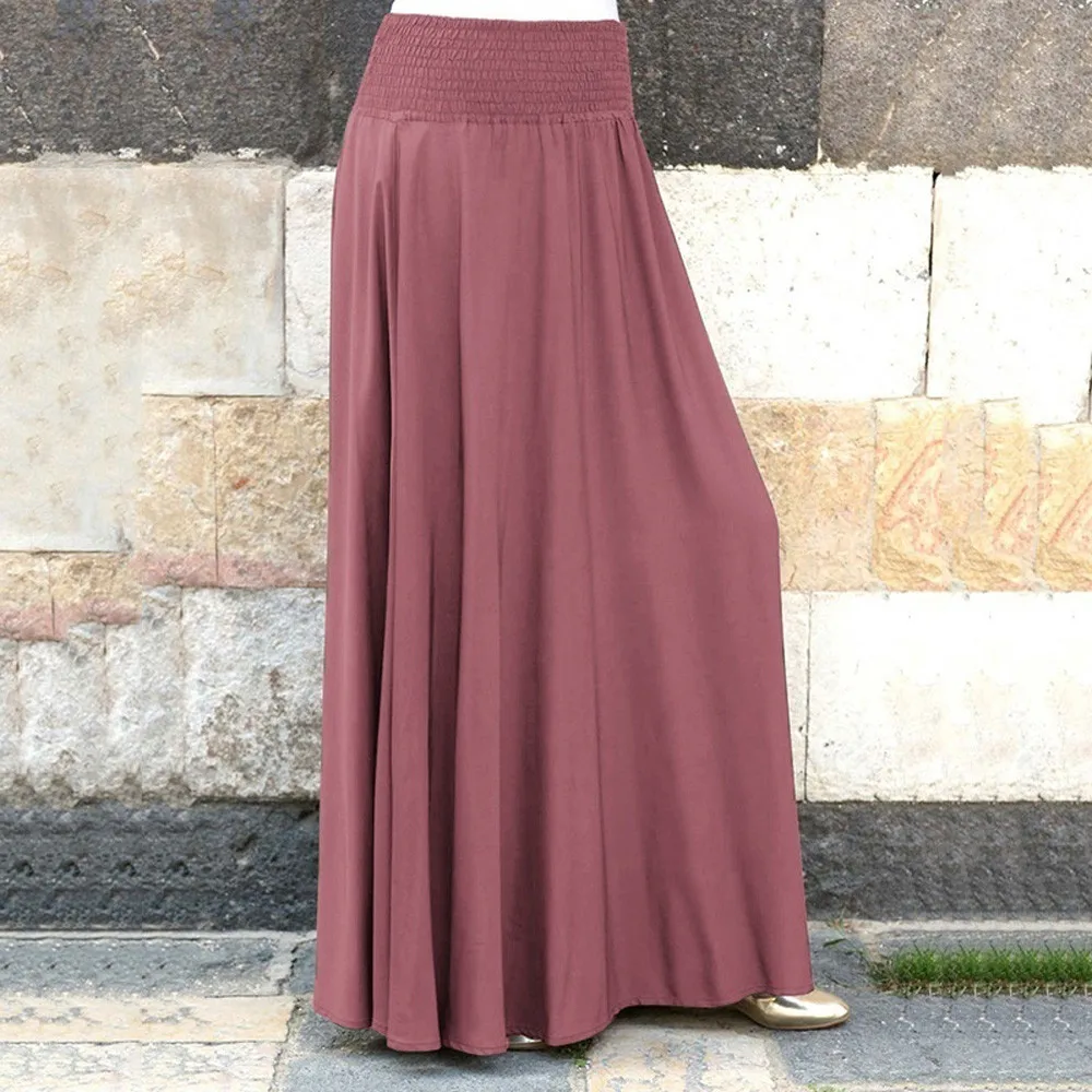 Feitong Леди Мода плиссированные силуэт юбки женские с эластичной талией юбка-трапеция винтажные свободные длинные юбки# y25