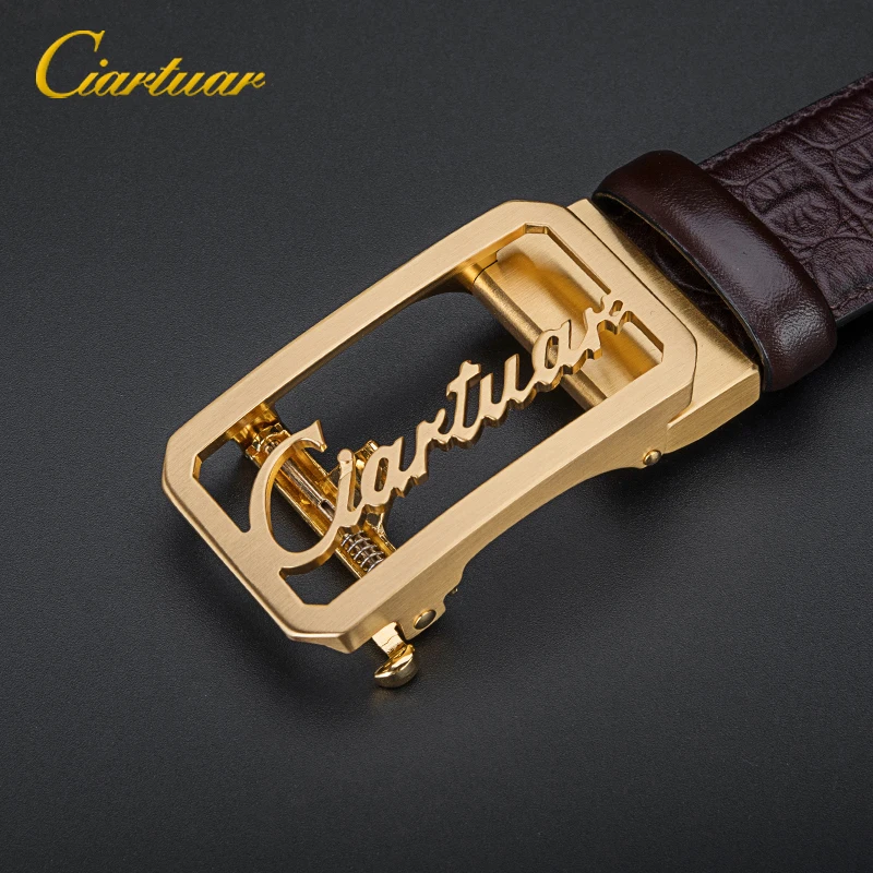 

Ciartuar Luxury Design Men's Belts Finely Crafted Buckle Cowhide Leather Belts For Men Best Gift Crocodile Skin Grain Riem heren