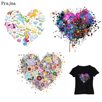 

Prajna Heart Patch Unicorn Clothes Applique Bear Lion Iron On Patches Impressionism Heat transfer DIY T-Shirt Clothing Stickers