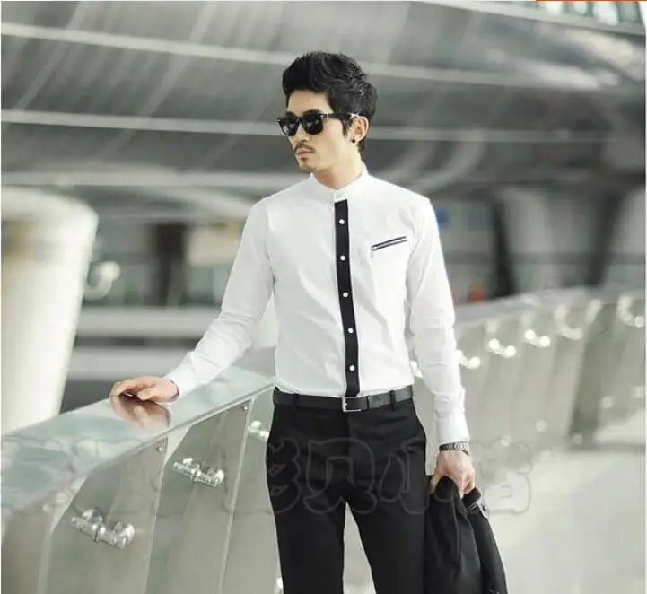 Зима Британский стиль бренда из Китая одежда плюс размер XXXL повседневные рубашки Мужчины Длинные рукава Slim Fit Мода 2015