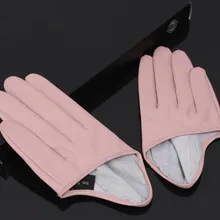Женские перчатки из натуральной овечьей кожи, однотонный розового цвета, женские перчатки из натуральной кожи, модные короткие перчатки для вождения R1171