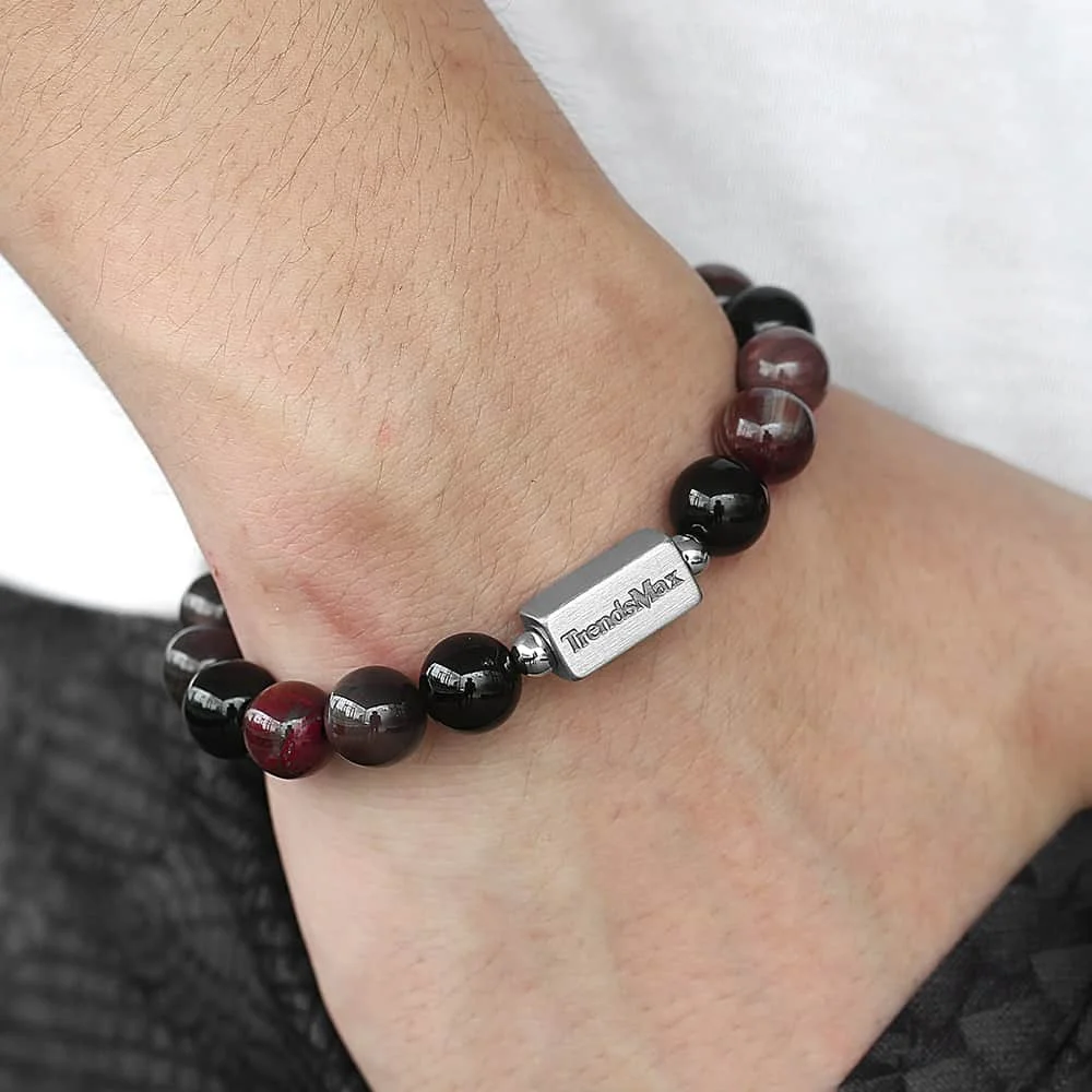 10MM Natural Jasper Stone Beaded Bracelet Onyx Stone Charm Round Chain Beads Bracelets Women Mens Pulseras Masculina TBB012