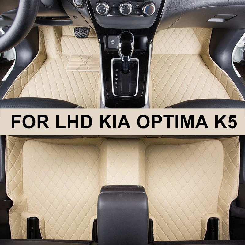 

Car Floor Mat For LHD Kia Optima K5 JF 2018 2017 2016 Rug Auto Accessories Pad Anti-Slip Luxury Leather Floor Mats Car-Styling