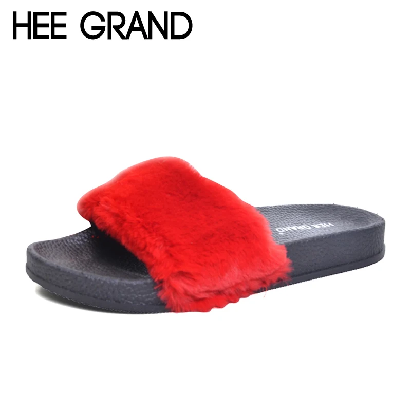

HEE GRAND 2017 Slippers Leisure Flats Shoes Woman Slip On Flock Beach Women Shoes Sweet Slides Creepers Plus size 35-44 XWT862