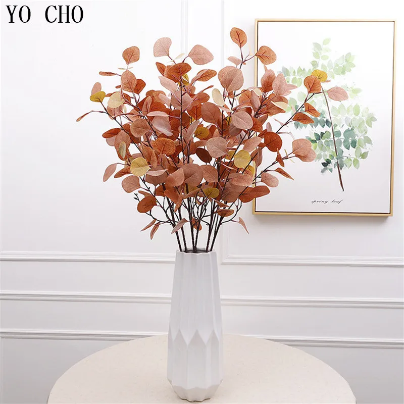 

Artificial Plants Wool Pulp Eucalyptus Leaf Branch Wedding Decor Landscaping Flower Arrangement Indoor Green Plants Fake Flowers
