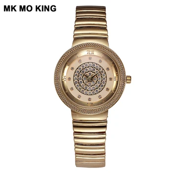 

luxury brand women's golden Silver minimalist Quartz watch ladies rhinestone waterproof bracelete clock reloj mujer