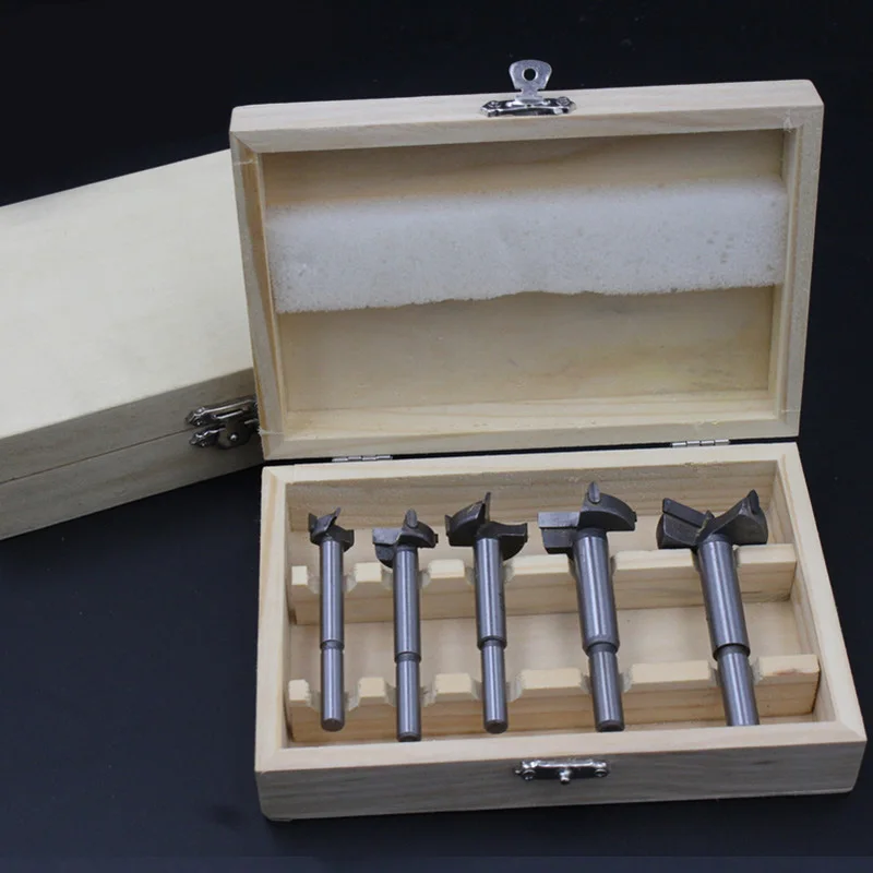 

5pc Tips Hinge Boring Drill Bit Set For Carpentry Wood Window Hole Cutter Auger Wooden Drilling Dia 15 20 25 30 35mm