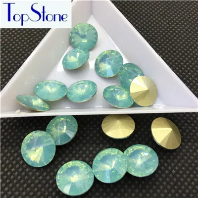 TopStone 100 шт 8,10, 12,14 16 18 мм Смола Опал круглые стразы Rivoli - Цвет: N8 peridot opal