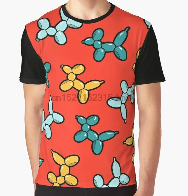 

All Over Print T-Shirt Men Funy tshirt Balloon Animal Dogs Pattern in Red Short Sleeve O-Neck Graphic Tops Tee women t shirt