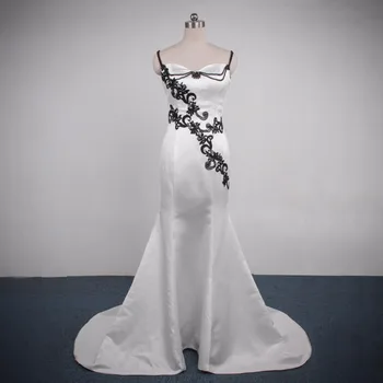 

New Design Sweetheart A-line Applique Beading Stain Slit Side Sexy Floor length Lace Up Wedding Dresses With Long Trains