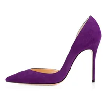 Amourplato Women’s Charming High Heel Pumps Closed Toe Suede Shoes D’orsay Slip On Shoe Purple