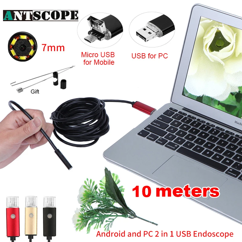 

Antscope 10m Android Endoscope Camera 3Colors Snake Tube Pipe Inspection Computer Android Phones Borescope USB Camera 40