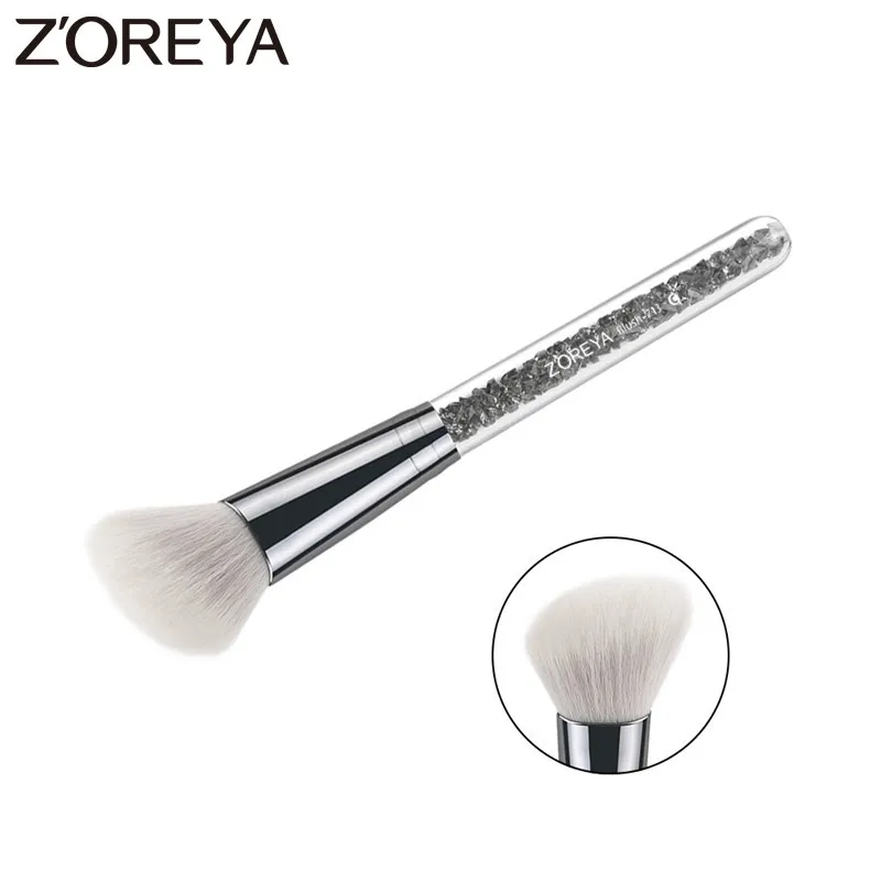 

ZOREYA Brand Professional Angled Blusher Makeup Brushes Comfortable Synthetic Hair Twinkling Crystal Plastic Handle Make Up Tool