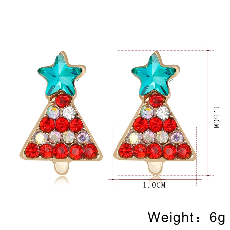 8 сезонов, рождественское ювелирное изделие, серьги-гвоздики, золотой цвет, Санта Клаус, олень, дерево, сердце, снежинка, эмаль, Женские Ювелирные изделия, 1 пара
