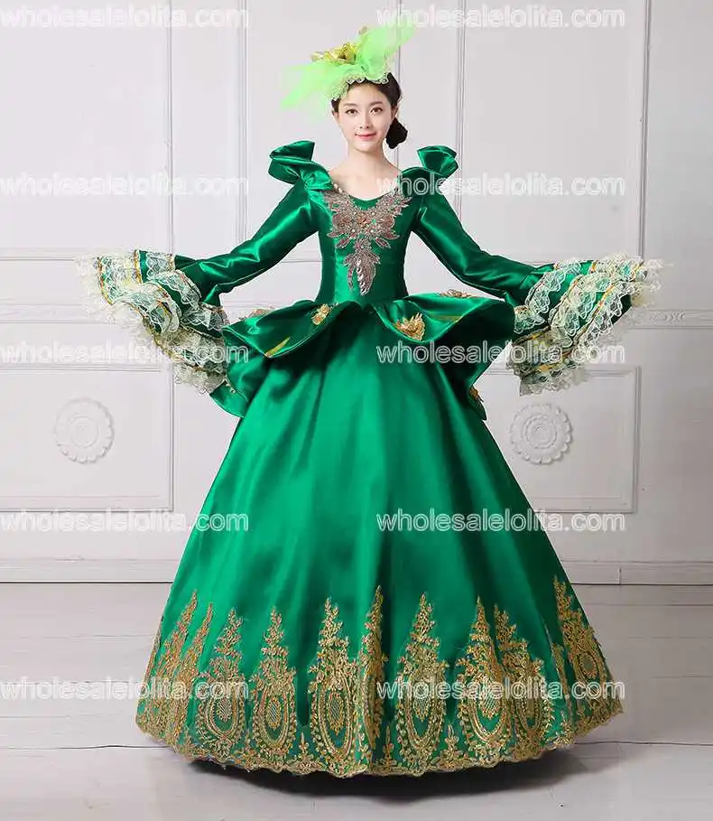 Королевский Зеленый Вышивка Королева вампиров Платье для бала-маскарада Marie Antoinette Southern Belle Платье театральная одежда - Цвет: image color