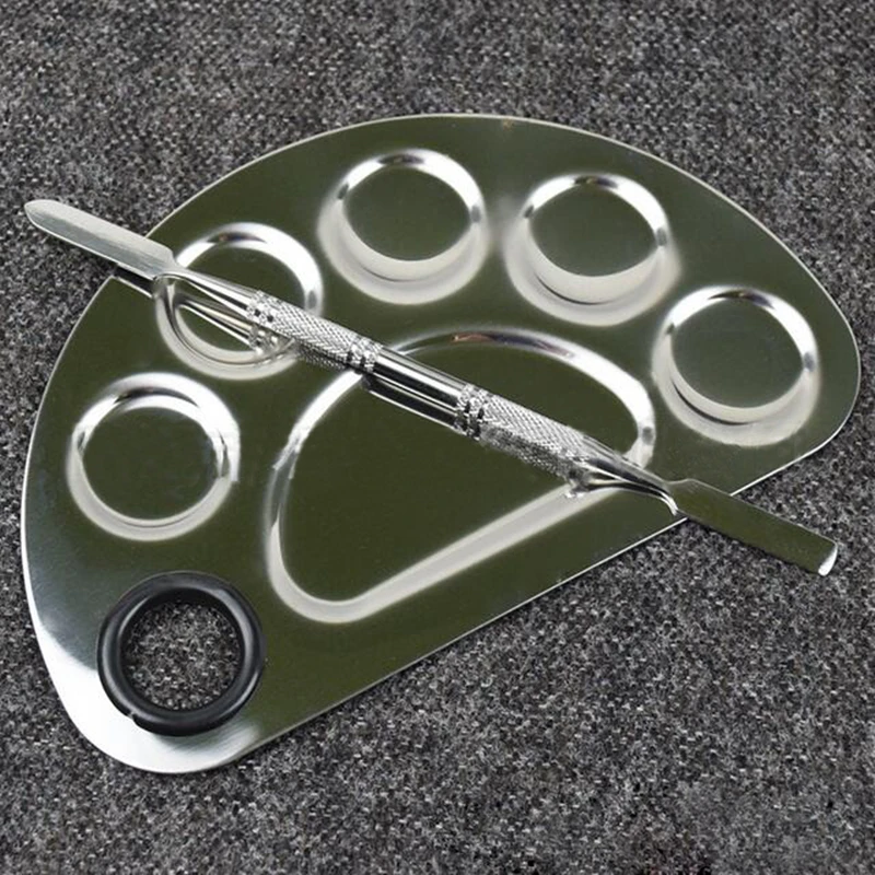 

Stainless Steel Palette Spatula Six-hole Shape Cosmetic Makeup Nail Art Polish Gel Cream Foundation Eye shadow Mixing Tool Salon