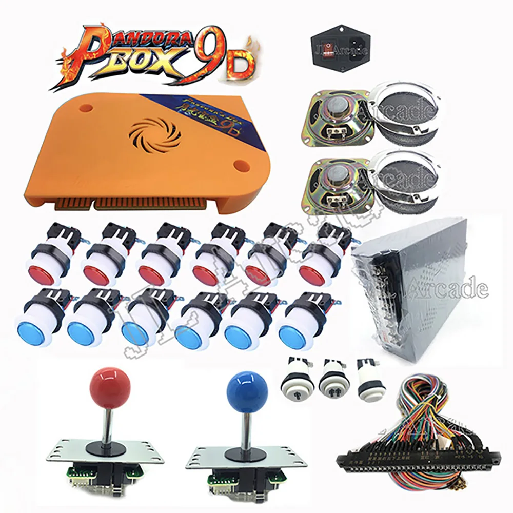 

The latest Pandora 9D 2222 in one kit, American p-4 button and joystick, power supply, speaker for Arcade Game cabinet machine
