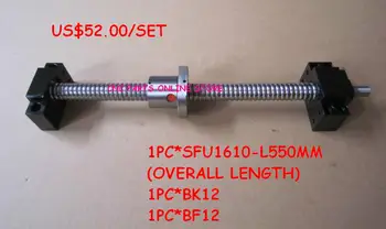 

Rolled ball screw 1610-L550mm with single ball nut+BK12 BF12 end support