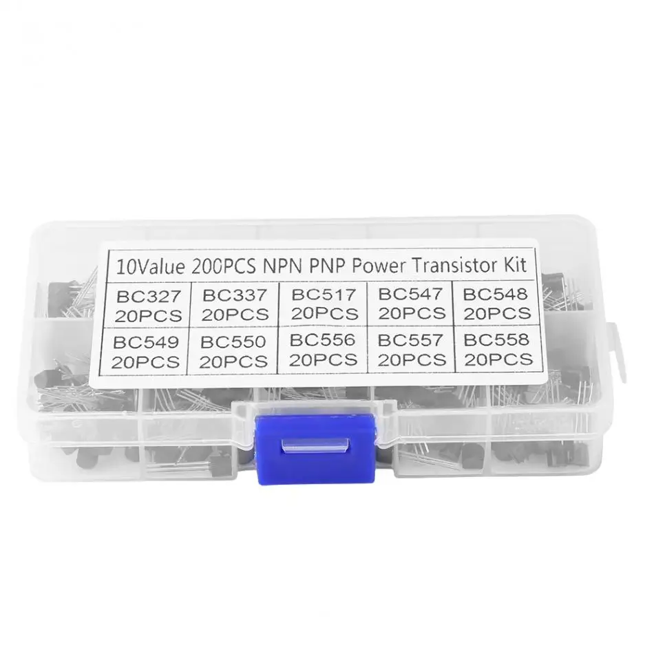 

200pcs/lot 10 Values NPN PNP TO-92 BC327-BC558 Transistor Assortment