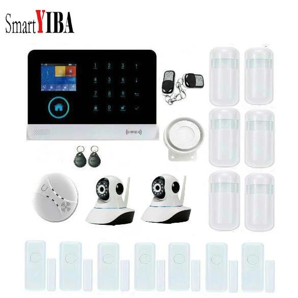 SmartYIBA RFID WIFI Wireless GSM SMS Home font b Alarm b font System 2pcs IP Security