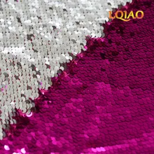 Высокое качество 125*45 см фуксия обратимая Русалка рыбные весы Блестки Ткань блестящие пайетки для платьев/бикини/подушки