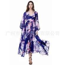 Индийское платье сари хлопок полиэстер Горячая новинка Европа и плюс удобрения с длинным рукавом цветок шифон юбка сексуальное платье