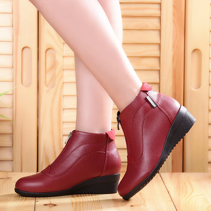 Cheap Winter Boots Women 2019 Women Snow Boots Wedge Heels Winter Shoes Women Warm Fur Casual Shoes Zip Women s Shoes Botas Mujer