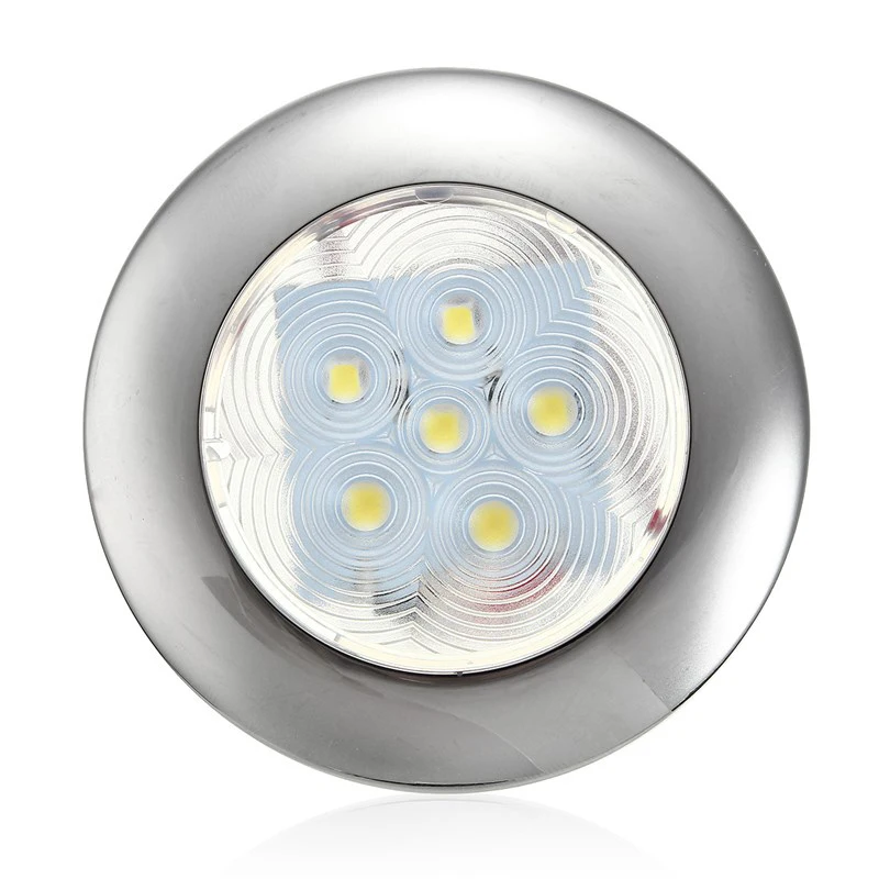 

6LED 12V Marine Yacht Boat Round Dome Light Stainless Steel Ceiling Lamp Blue/White