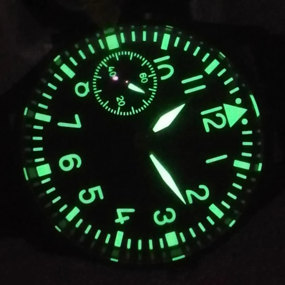 Модные мужские часы пилота, механические наручные часы из нержавеющей стали с ручным заводом ST3600 Mov't black